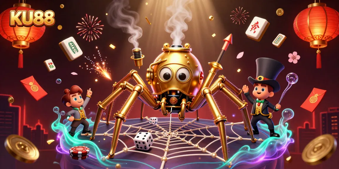 Experience thrilling games at KU88 with our dynamic 3D illustration showcasing exciting casino elements.