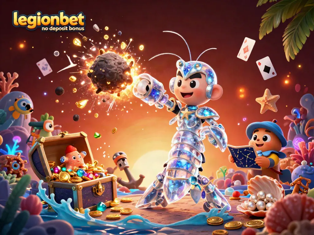 Win big with the legionbet no deposit bonus in this vibrant 3D casino illustration.
