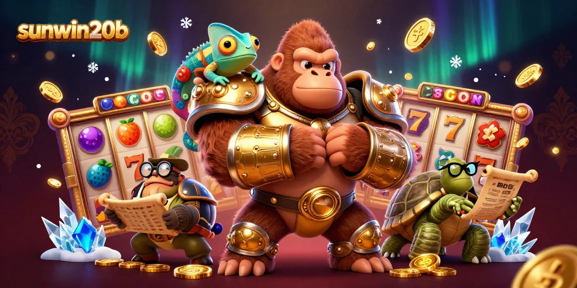 Experience thrilling gameplay with sunwin20b as the gorilla king reigns over dynamic slot reels and sparkling coins.